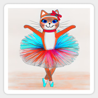 Cat Ballerina, Cat Dancer, Cute, Fun, Dance Cat Magnet